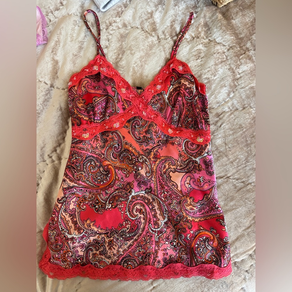 Vintage y2k Paisley Lace Trim Camisole XS